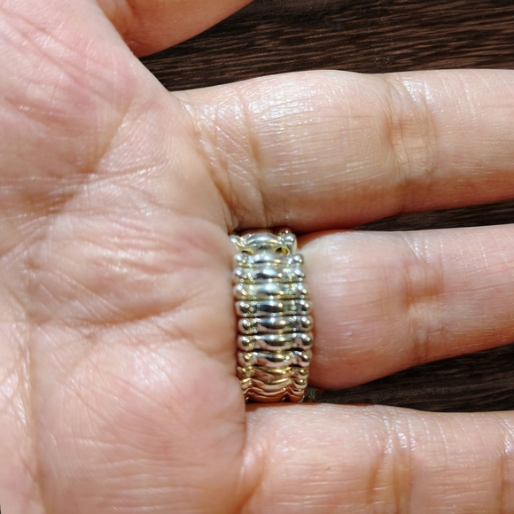 90s Vintage  Pink Faux Pearl & Rheinstone Adjustable Ring - Picture 8 of 8